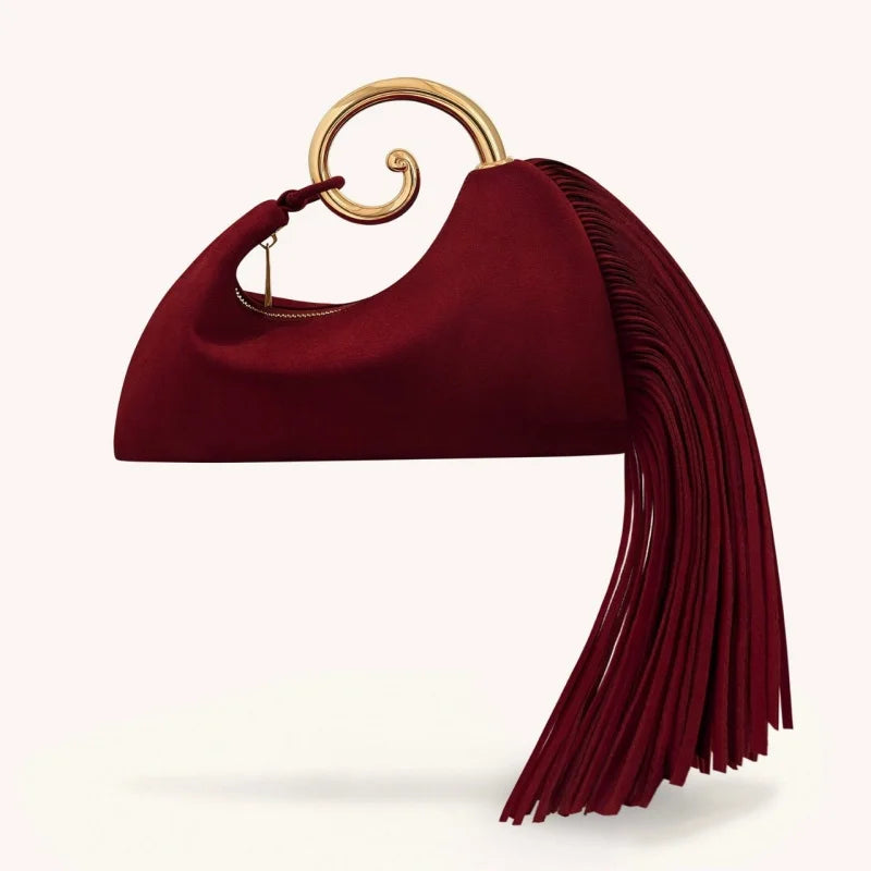 Sac à main créatif en forme de prêle pour femmes, tendance, Design français élégant à pampilles, anneau en métal, sac nuage, pochette de bal, sacs de Banquet