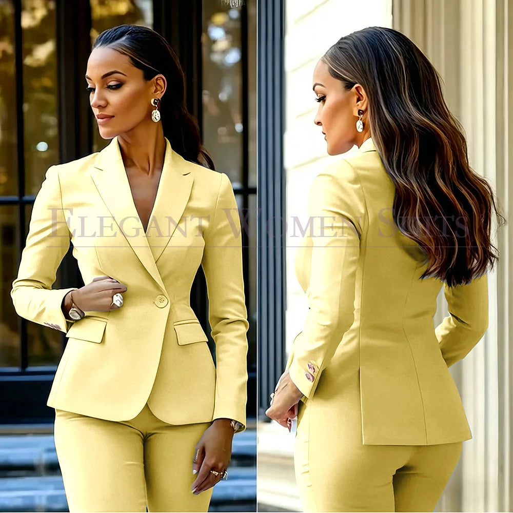 Costumes pour femmes roses, 2 pièces, veste et pantalon, vêtements féminins de luxe, double boutonnage, fente arrière, tenues, costumes