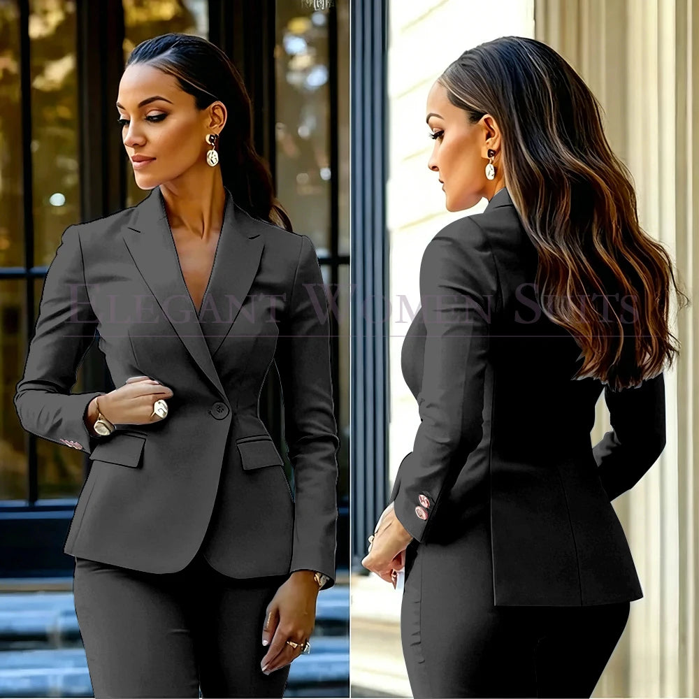 Costumes pour femmes roses, 2 pièces, veste et pantalon, vêtements féminins de luxe, double boutonnage, fente arrière, tenues, costumes