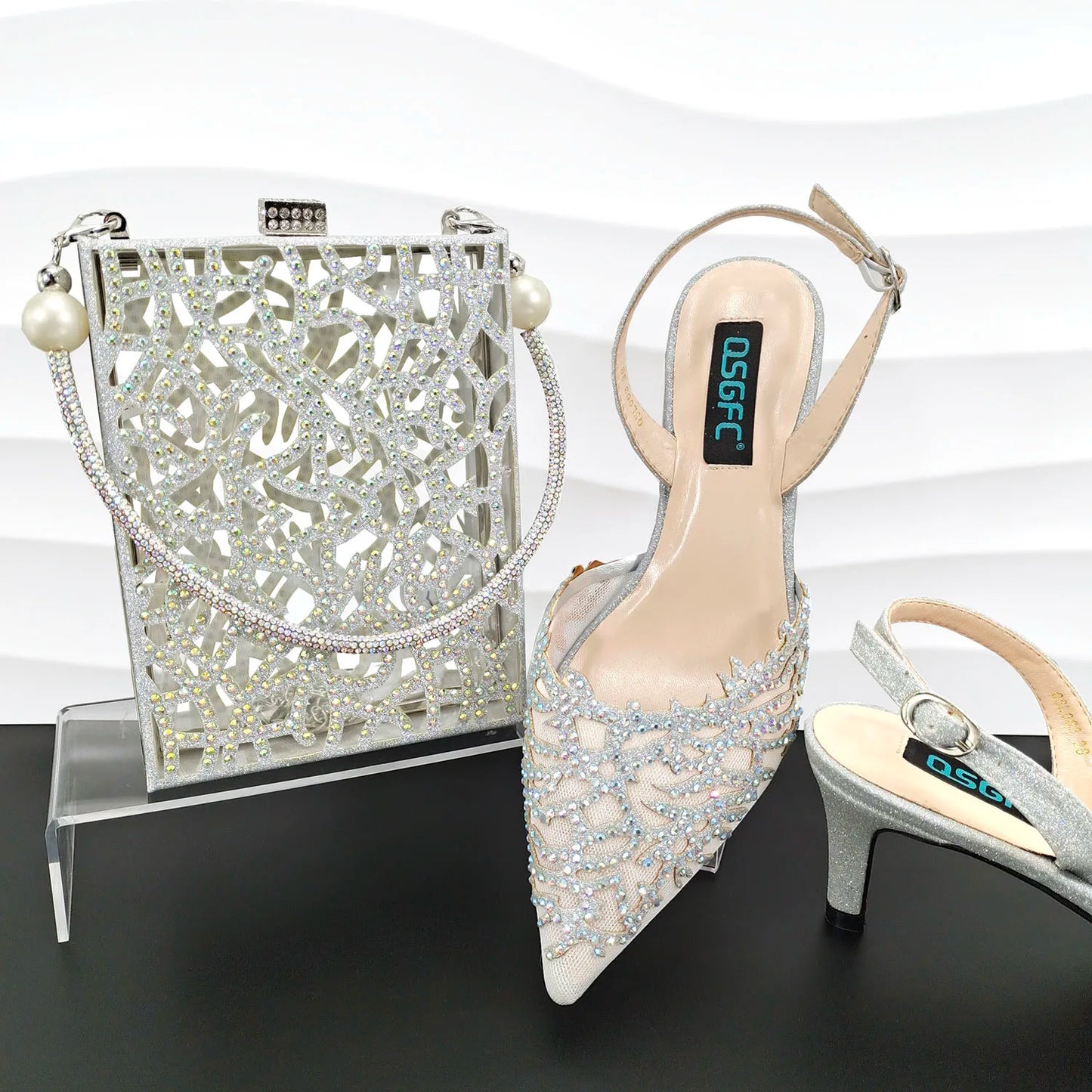 QSGDavid-Chaussures et sac en biscuits orange pour dames, décoration de lieux, creux avec le même document, belle fête, petit