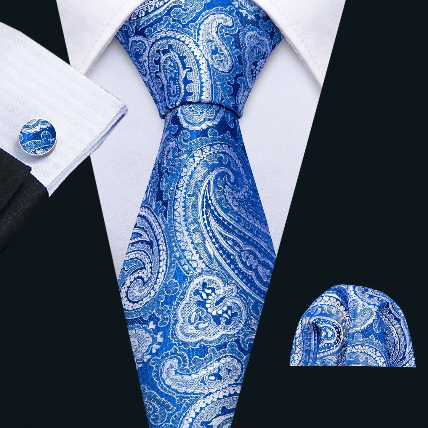 Hommes cravate or bleu marine rayé soie cravate Barry.Wang 3.4 "Jacquard fête mariage tissé créateurs de mode cravate pour hommes d'affaires