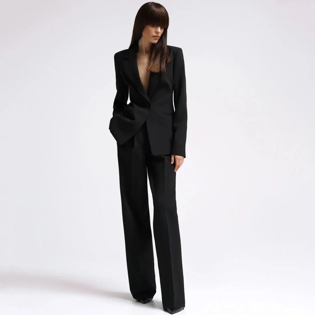 Costume 2 pièces rouge avec revers pour femmes, bouton unique, pour fête de mariage, travail d'affaires, trajet quotidien, Shopping décontracté, Blazer et pantalon