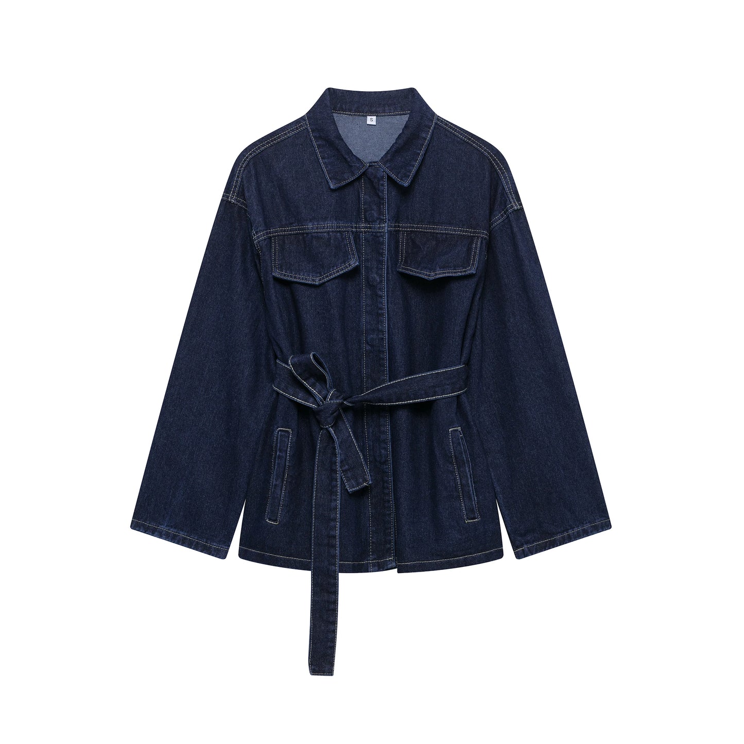 DUOPERI femmes mode 2 pièces ensembles avec ceinture vestes en jean et Vintage avant fermeture éclair jean pantalon Feamle Chic dame pantalons ensembles
