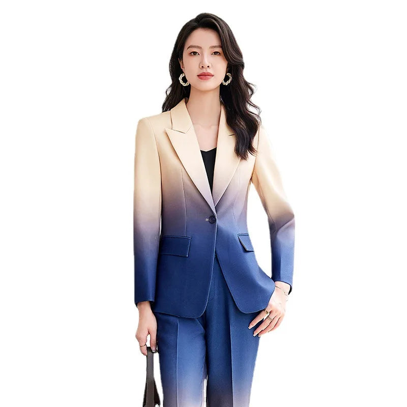 Blazer et pantalon évasé à bouton unique pour femme, ensemble de créateur imbibé, document nickel é imprimé, nouvelle mode, remise des diplômes élevée, ET, 2024