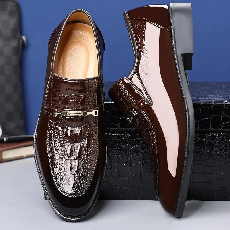 Chaussures habillées de luxe en cuir de Crocodile pour hommes, chaussures d'affaires décontractées pour fête de mariage, mocassins à enfiler de haute qualité, grande taille