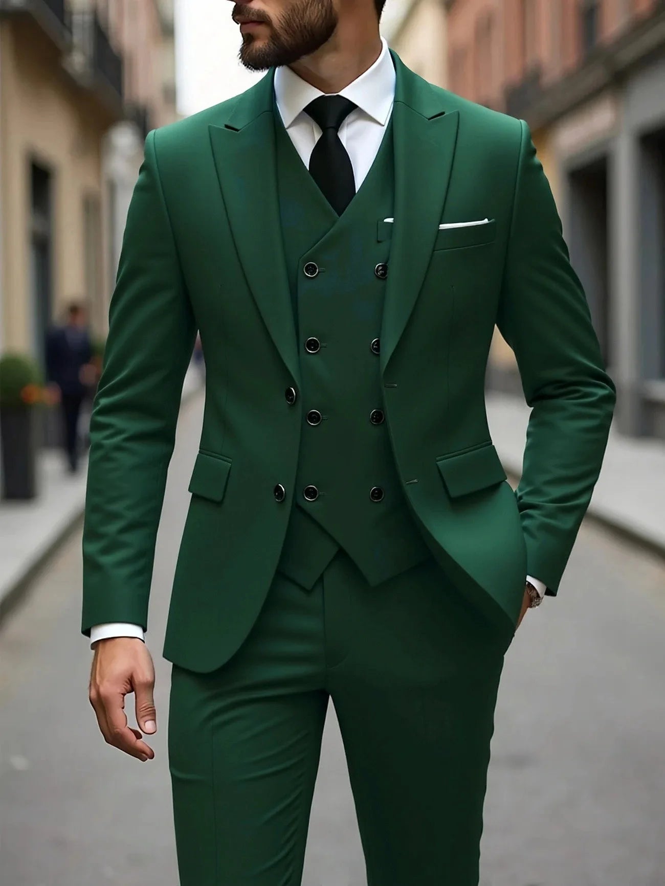 Tuxedos de mariage classique coupe ajustée marié pour hommes 3 pièces costume de garçons d'honneur hommes d'affaires formels costumes (veste + gilet + pantalon)