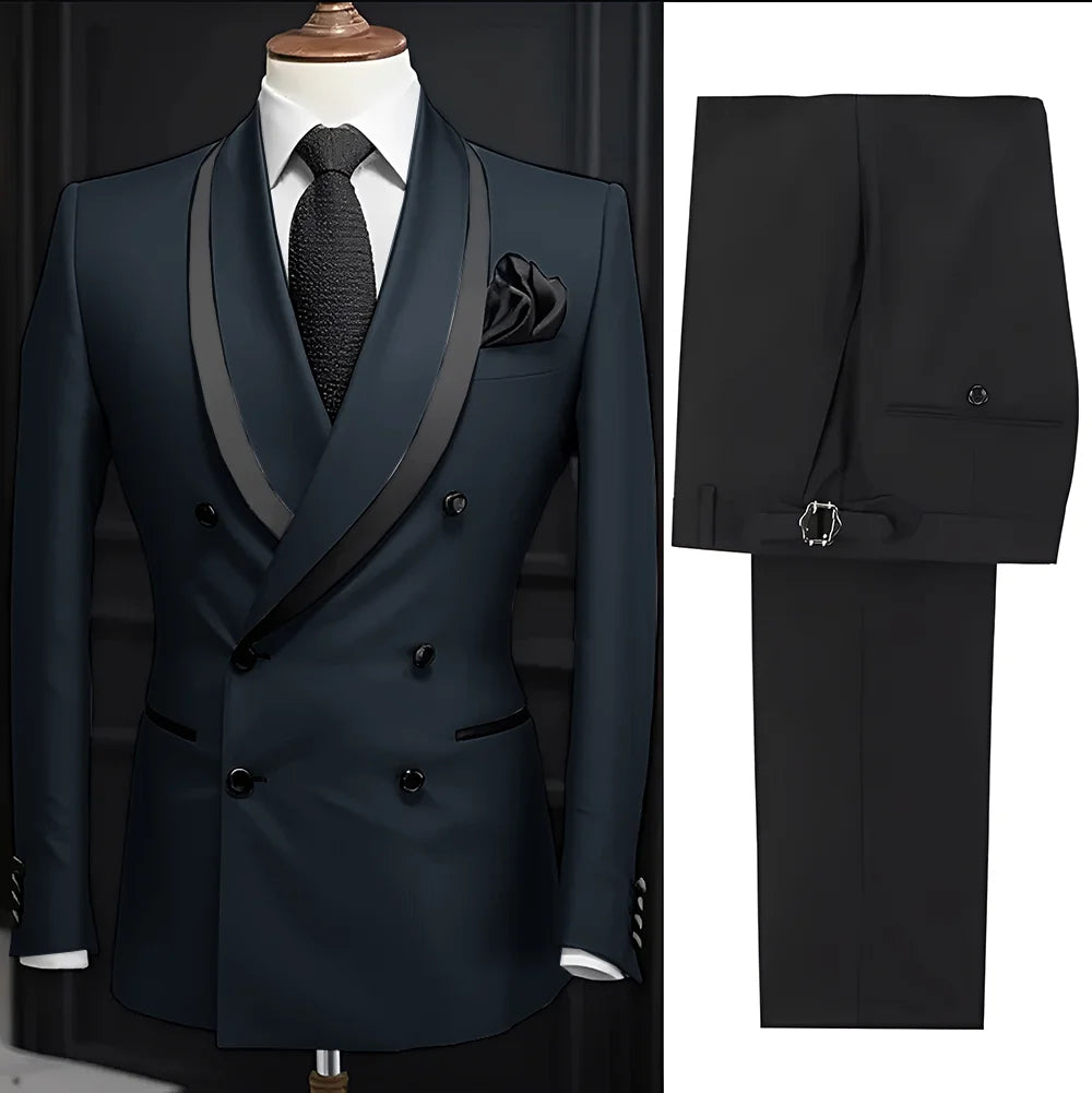 Men Suit Slim Fit Shawl Lapel Formal Wedding Groom Party Casual Outfits 2 Piece Formal Men's Blazer Pants Tuxedo