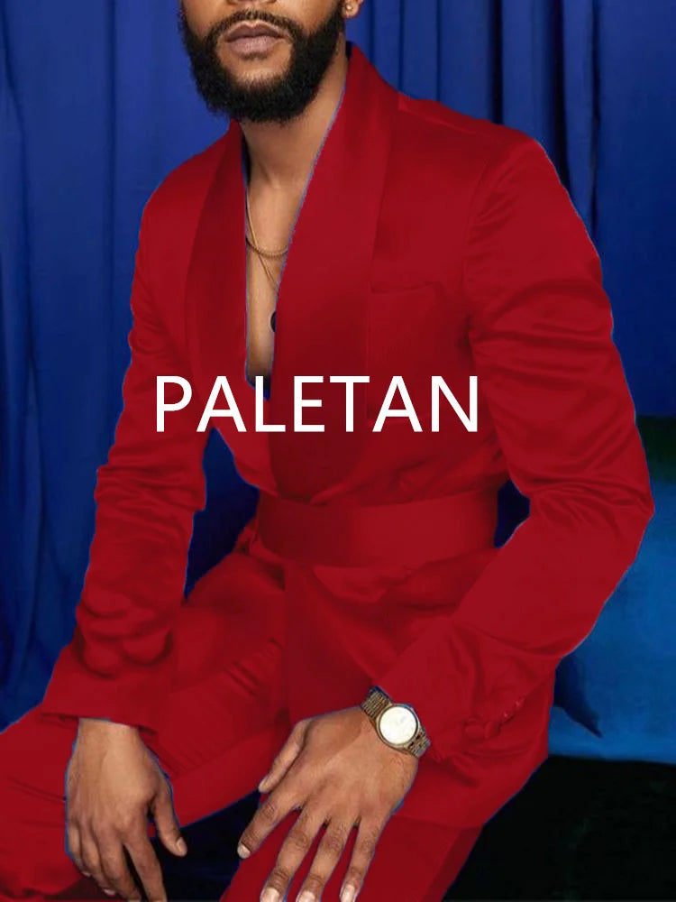 Nouvelle mode italienne argent hommes costumes Satin coupe ajustée bleu Royal brillant marié bal de mariage smoking sur mesure Blazer ensemble Costume Homme