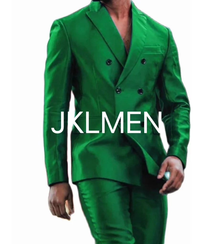 Costumes à double boutonnage pour hommes, veste et pantalon brillants, revers Patricia, smoking Terno Mascul37, marié, mariage, fête de Rh, dernier design