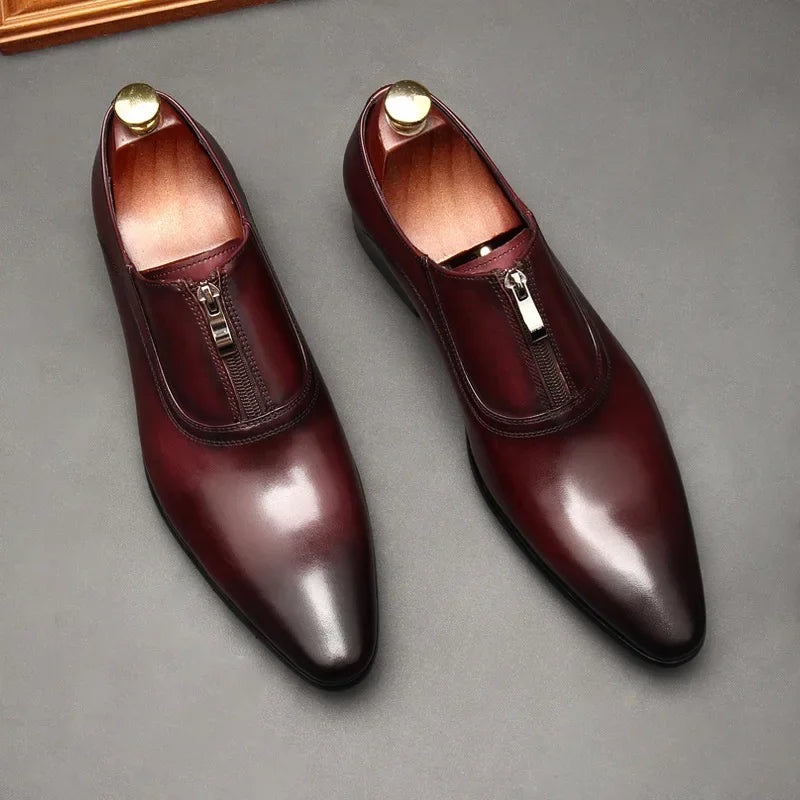 Chaussures habillées pour hommes de style britannique en cuir de vachette souple, pour mariage, petite taille 35, bout pointu, semelle en caoutchouc, fabriquées en Chine