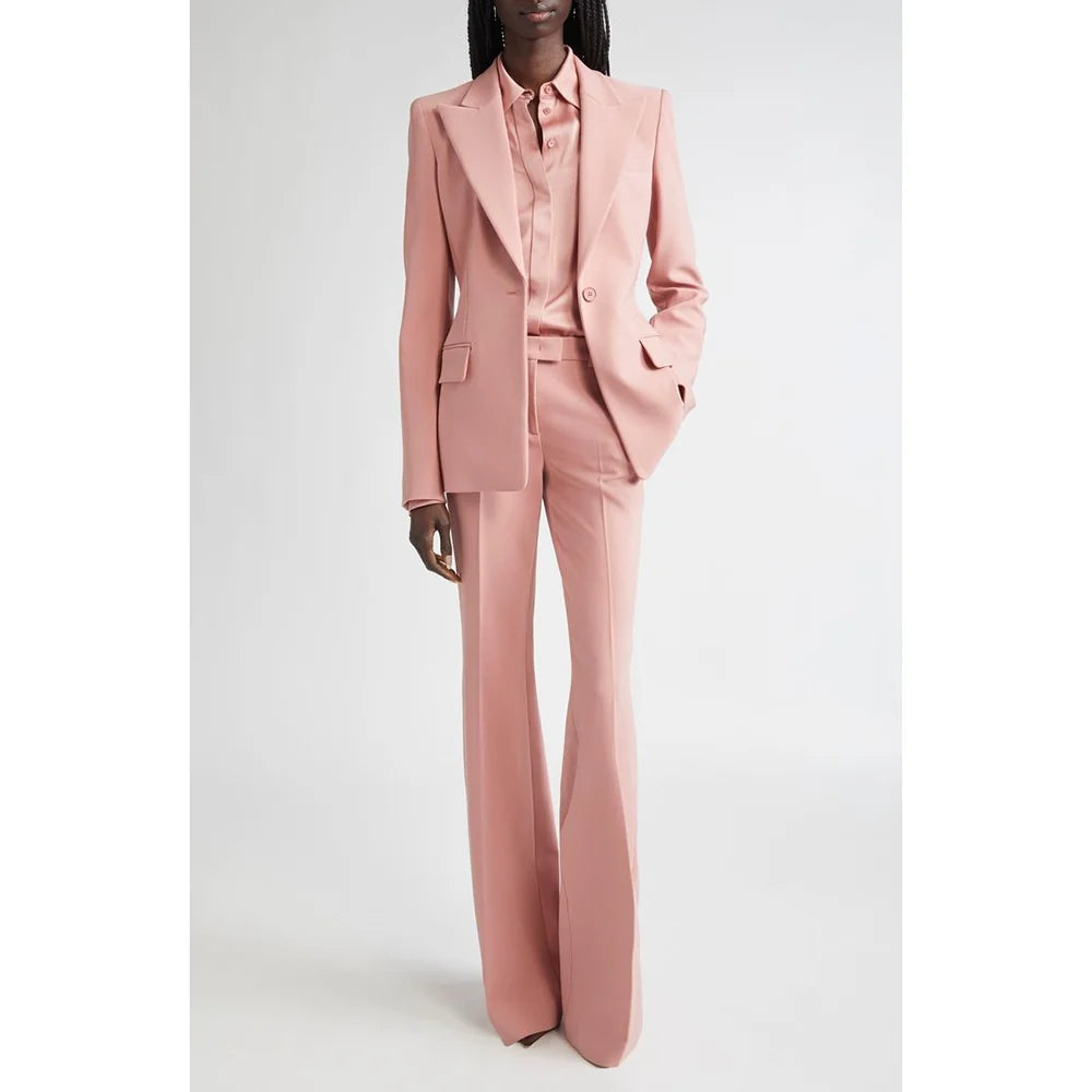 Costume de soirée formel rose pour femmes, ensemble deux pièces (Blazer + pantalon), bouton unique cranté, pour le bureau, quotidien, nouvelle collection