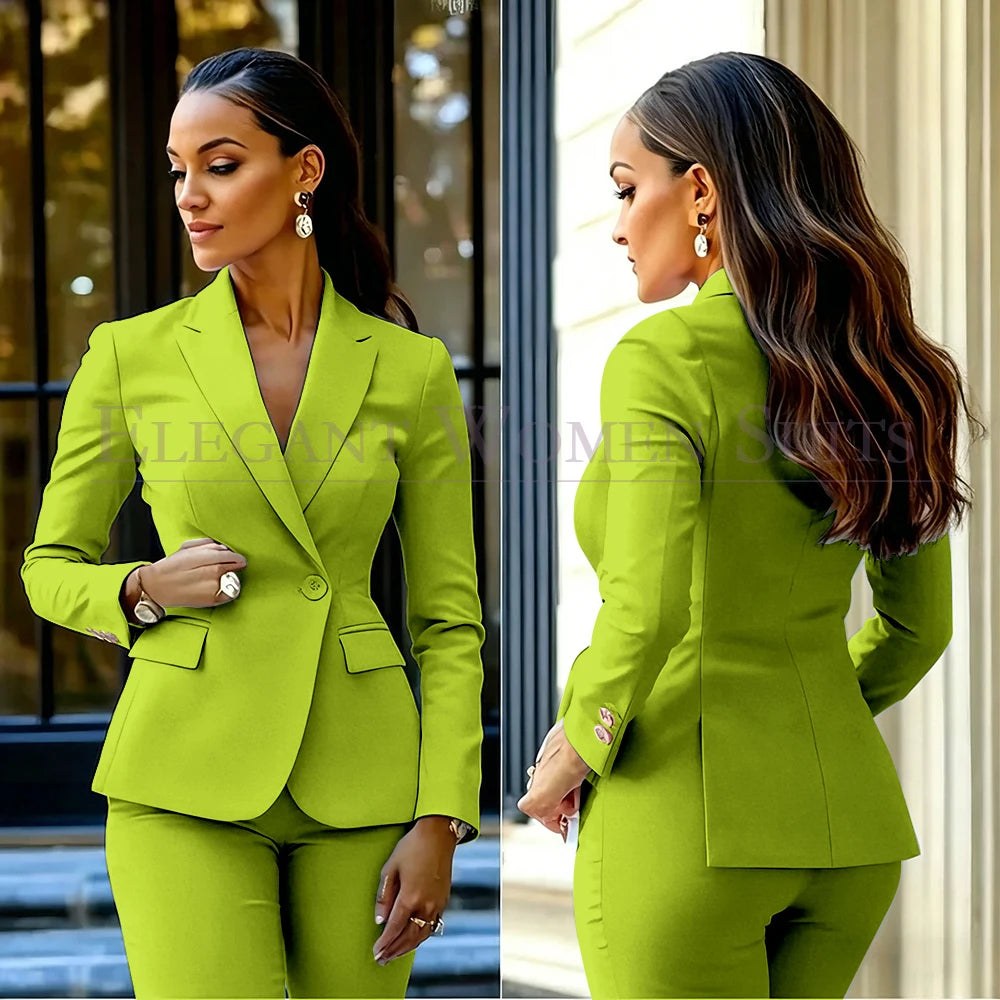 Costumes pour femmes roses, 2 pièces, veste et pantalon, vêtements féminins de luxe, double boutonnage, fente arrière, tenues, costumes