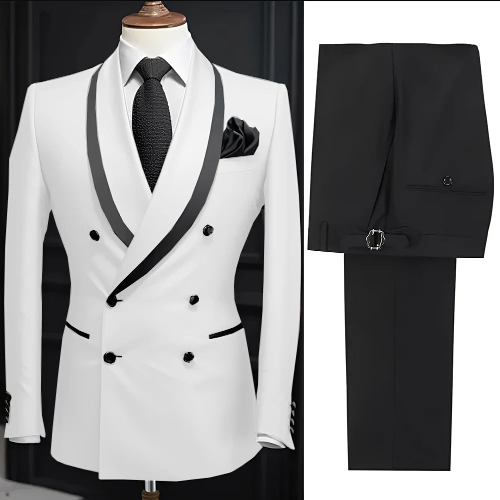 Men Suit Slim Fit Shawl Lapel Formal Wedding Groom Party Casual Outfits 2 Piece Formal Men's Blazer Pants Tuxedo