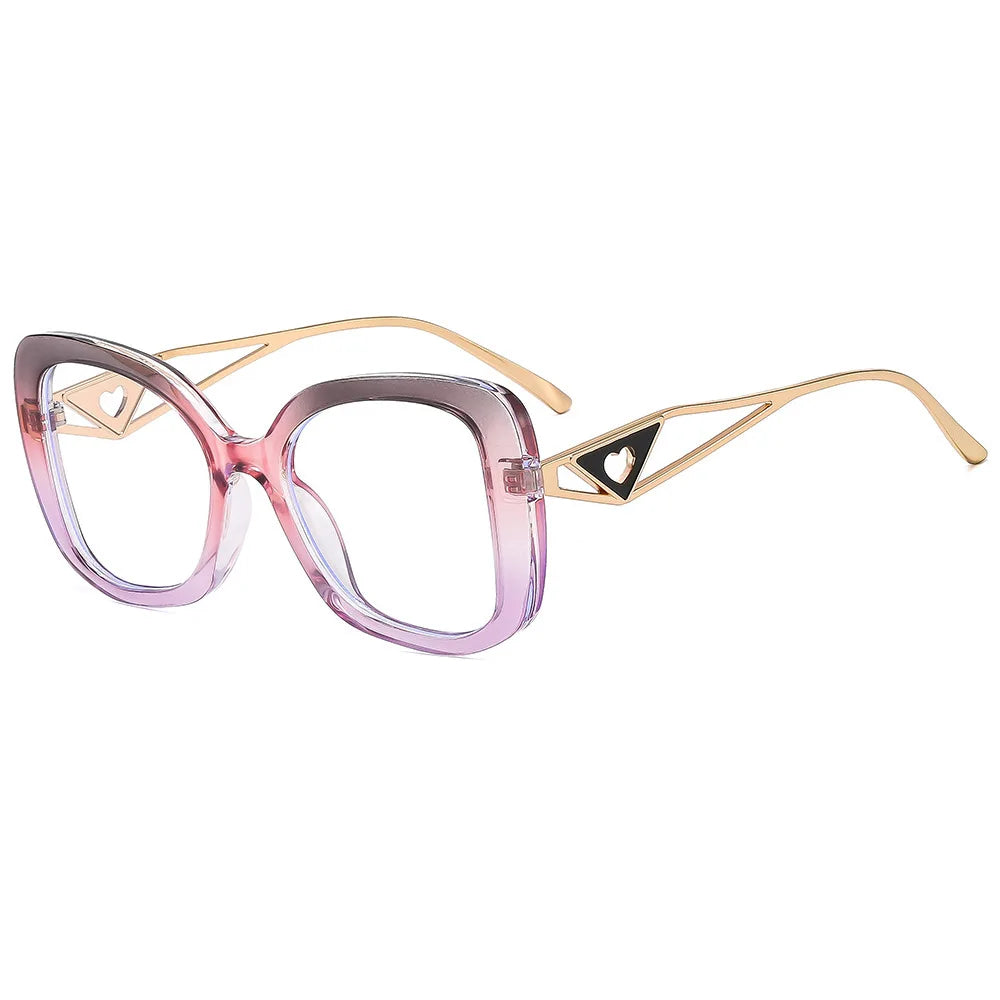 Lunettes de lecture carrées surdimensionnées de marque de luxe pour femmes, monture triangulaire en forme de cœur, lunettes anti-lumière bleue, lunettes d'ordinateur transparentes