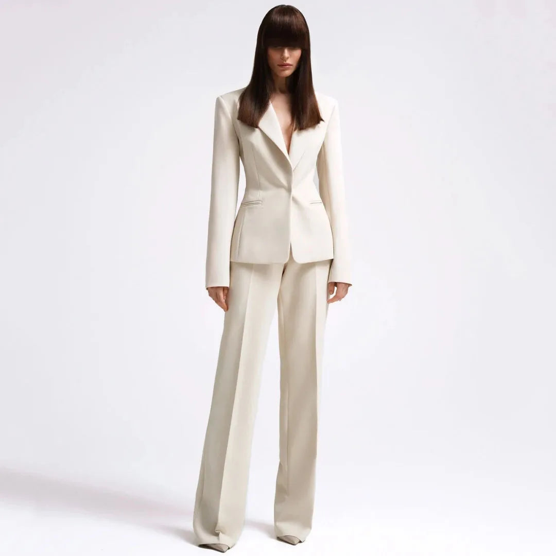 Costume 2 pièces rouge avec revers pour femmes, bouton unique, pour fête de mariage, travail d'affaires, trajet quotidien, Shopping décontracté, Blazer et pantalon