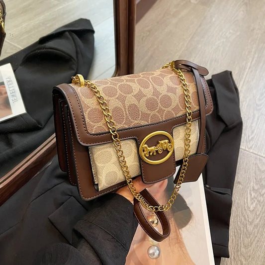 Sac à bandoulière de luxe rétro pour femmes, sac à main carré minimaliste tendance avec chaîne, haut de gamme, Design de boîte Portable