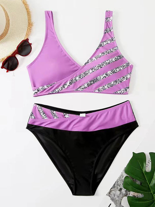 Maillot de bain deux pièces pour femmes, sexy, rayé, bikini, ensemble, vêtements de plage, brésilien, nouvelle collection, 2023