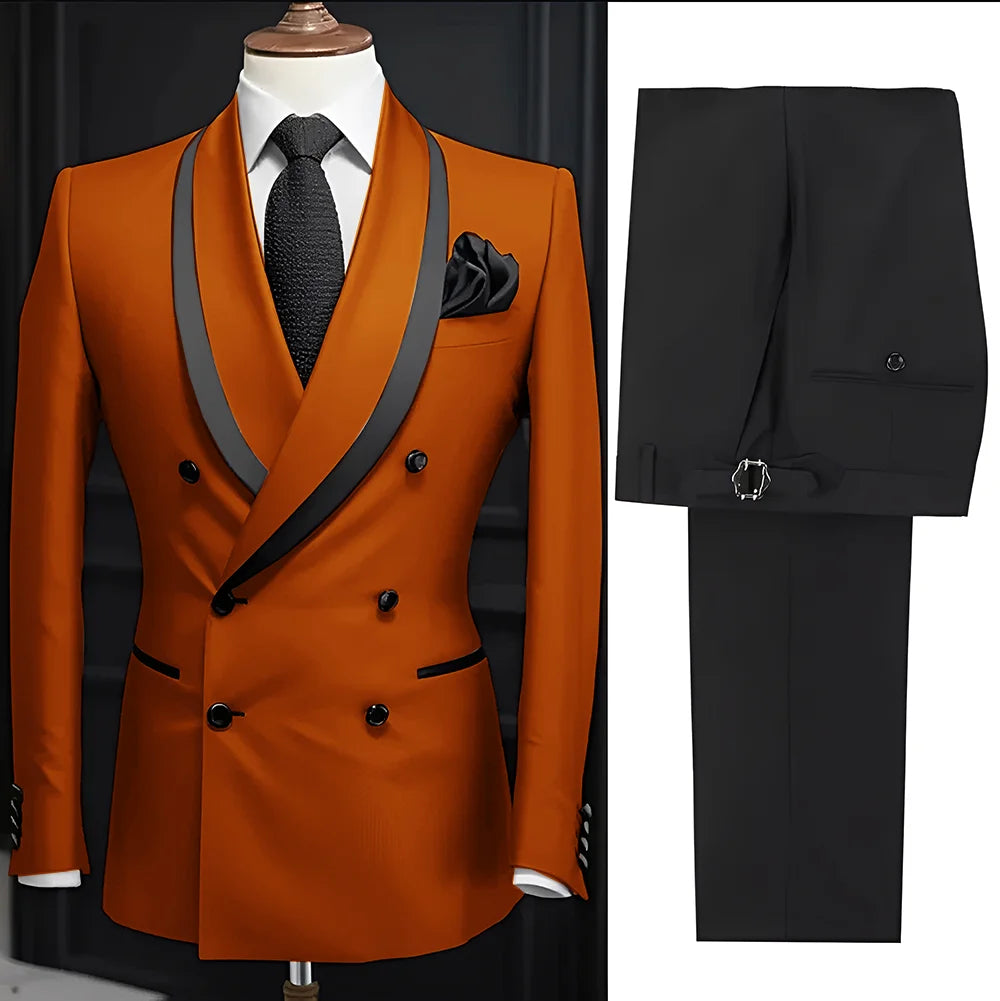 Men Suit Slim Fit Shawl Lapel Formal Wedding Groom Party Casual Outfits 2 Piece Formal Men's Blazer Pants Tuxedo