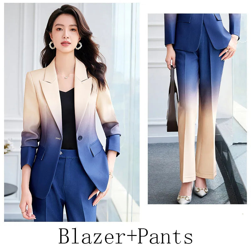 Blazer et pantalon évasé à bouton unique pour femme, ensemble de créateur imbibé, document nickel é imprimé, nouvelle mode, remise des diplômes élevée, ET, 2024