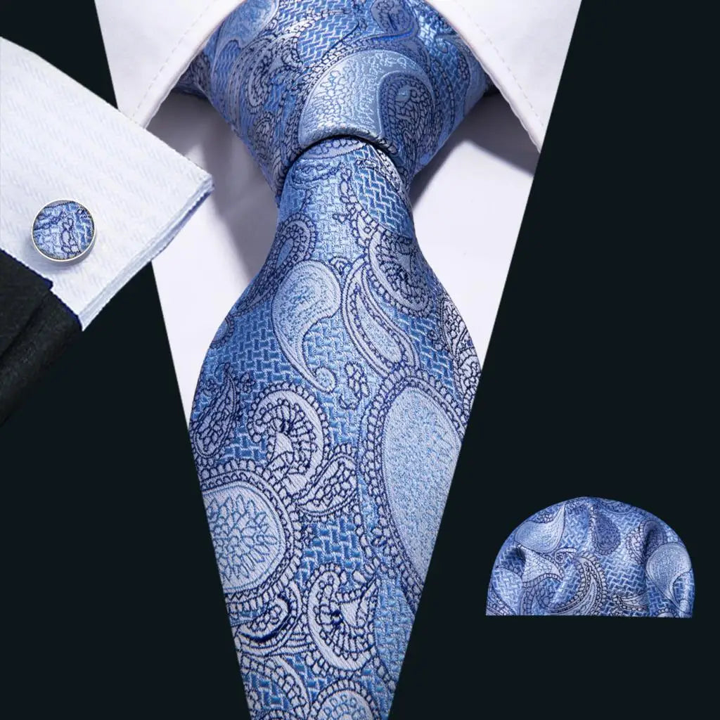 Hommes cravate or bleu marine rayé soie cravate Barry.Wang 3.4 "Jacquard fête mariage tissé créateurs de mode cravate pour hommes d'affaires