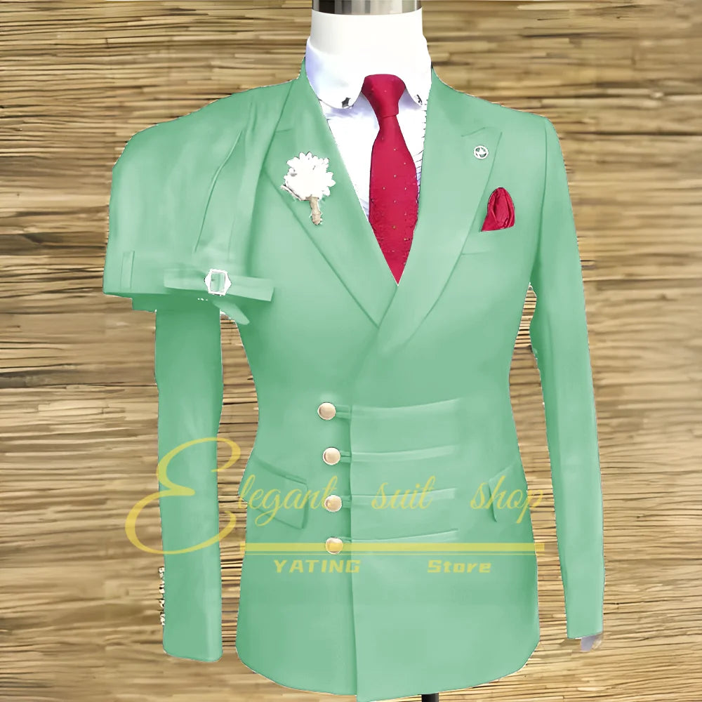 Costumes de mariage formels pour hommes, ensemble veste et pantalon 2 pièces, vêtements masculins à Double boutonnage