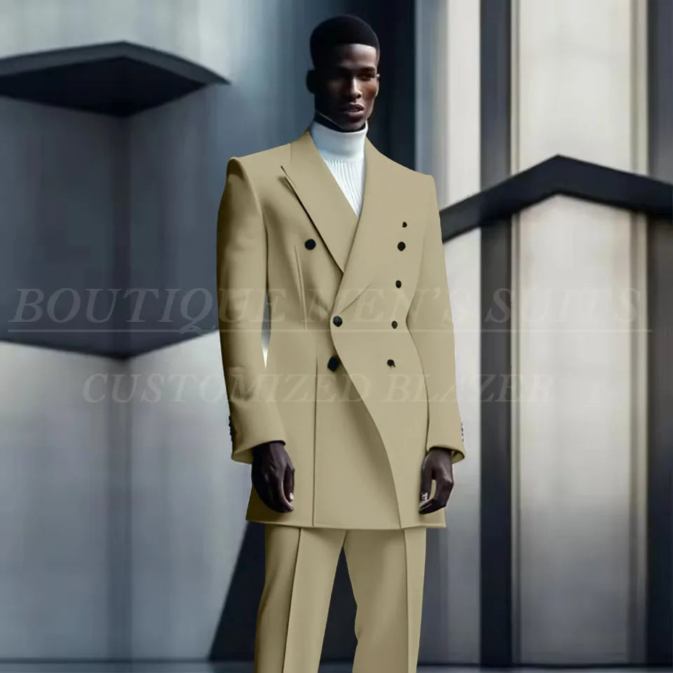 Costumes de conception de mode pour hommes, manteau long à double boutonnage, pantalon, smokings de mariage pour marié, blazer de fête, Rh, costume masculin, zones me, 2 pièces