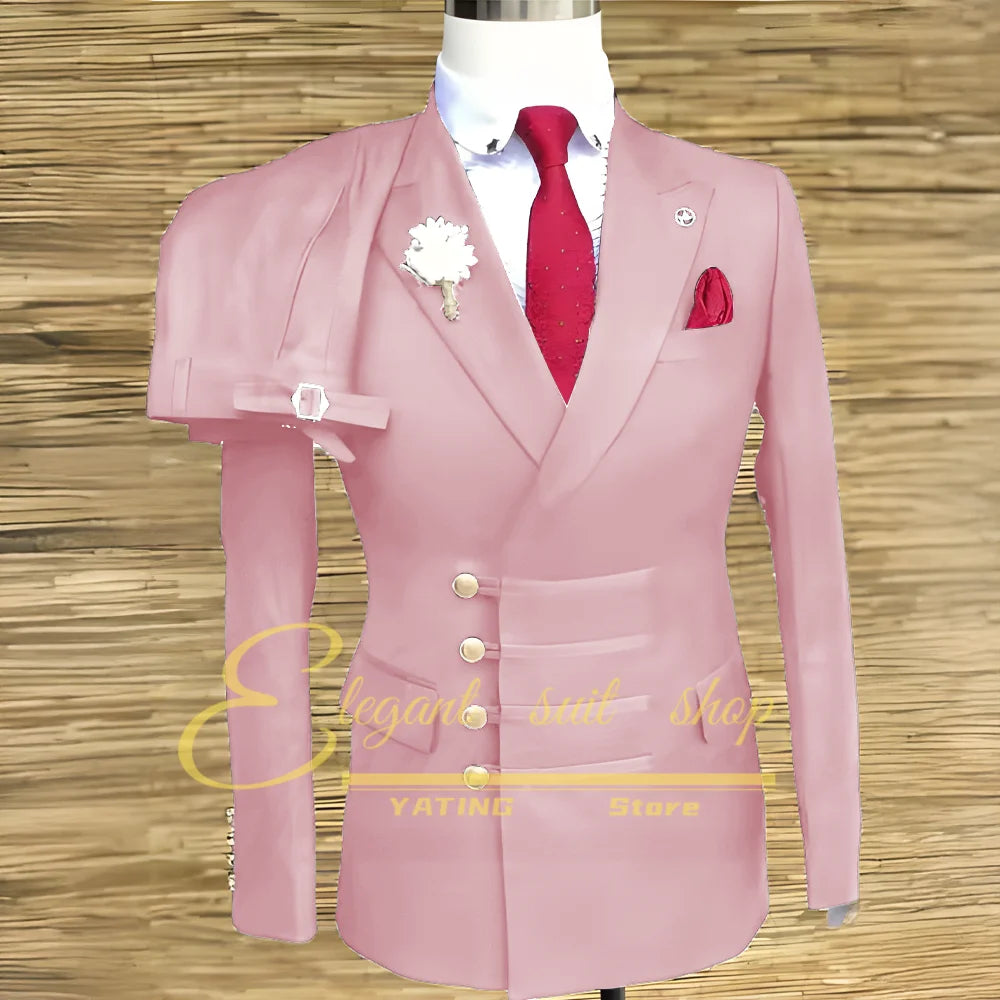 Costumes de mariage formels pour hommes, ensemble veste et pantalon 2 pièces, vêtements masculins à Double boutonnage