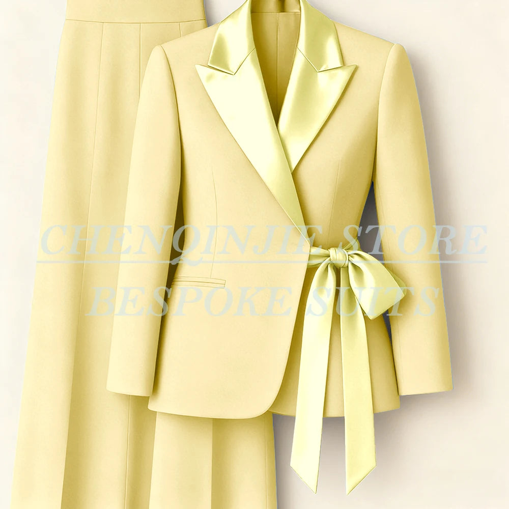 Costumes pour femmes personnalisés Blazer mode pic revers maigre bureau dame tenues formelle femme 2 pièces veste pantalon ensembles complets