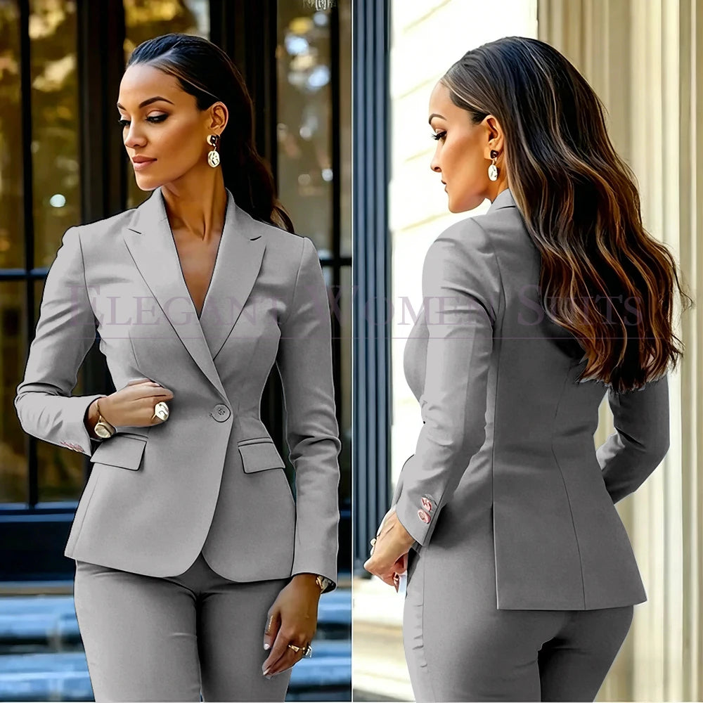 Costumes pour femmes roses, 2 pièces, veste et pantalon, vêtements féminins de luxe, double boutonnage, fente arrière, tenues, costumes