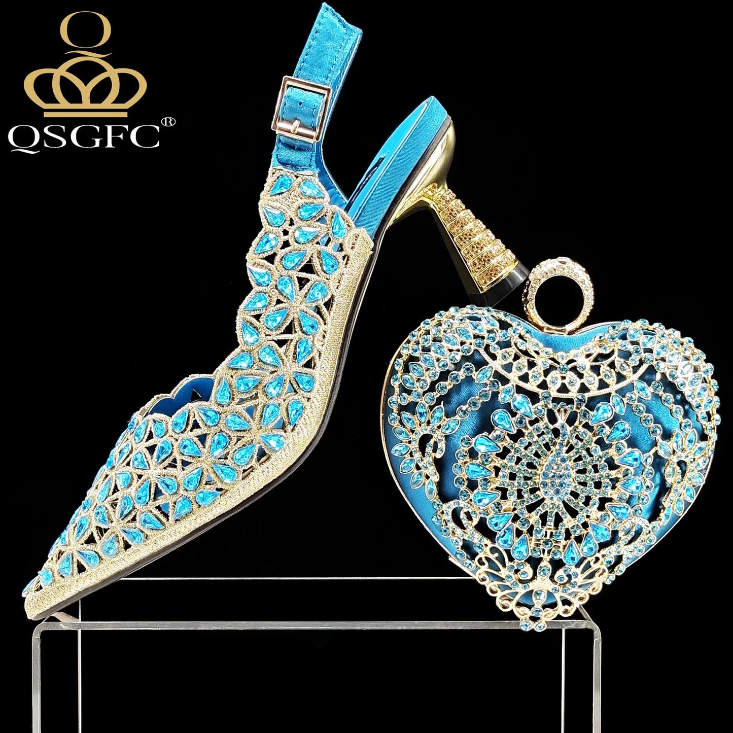 QSGFC nouveau INS mode Style strass découpe talons de fête bout pointu Orange femmes chaussures et sacs à talons
