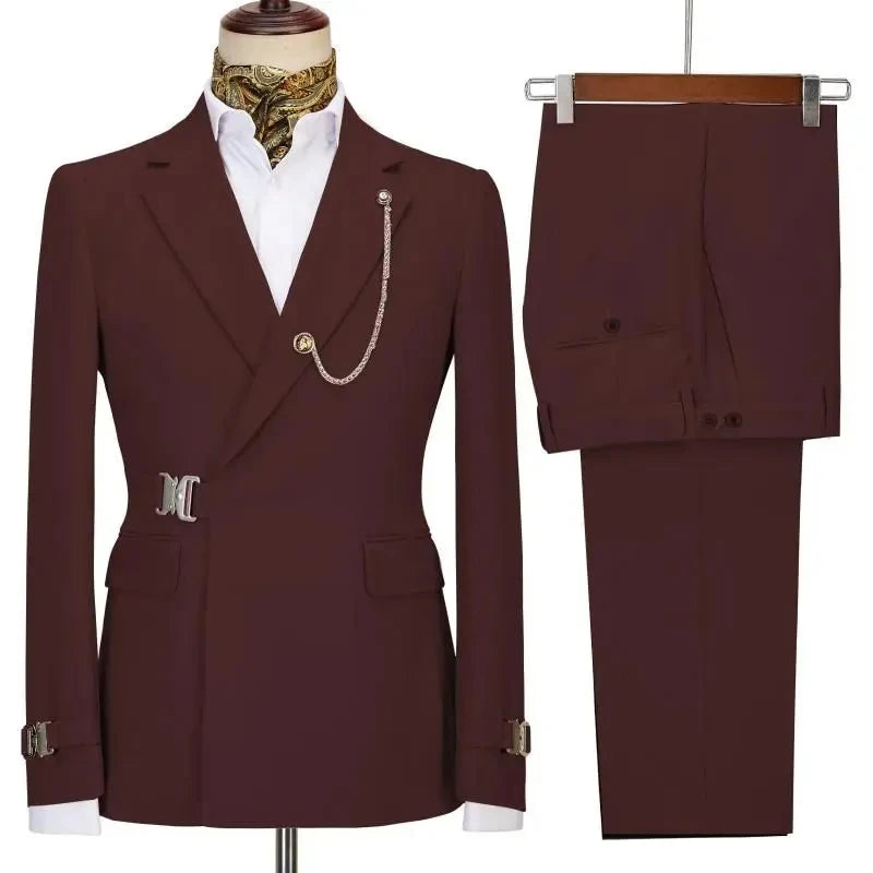 Costumes pour hommes Blazer pantalon pour hommes 2024 veste Design italien revers cranté fête mariage Slim Fit Costume Homme 2 pièces vêtements