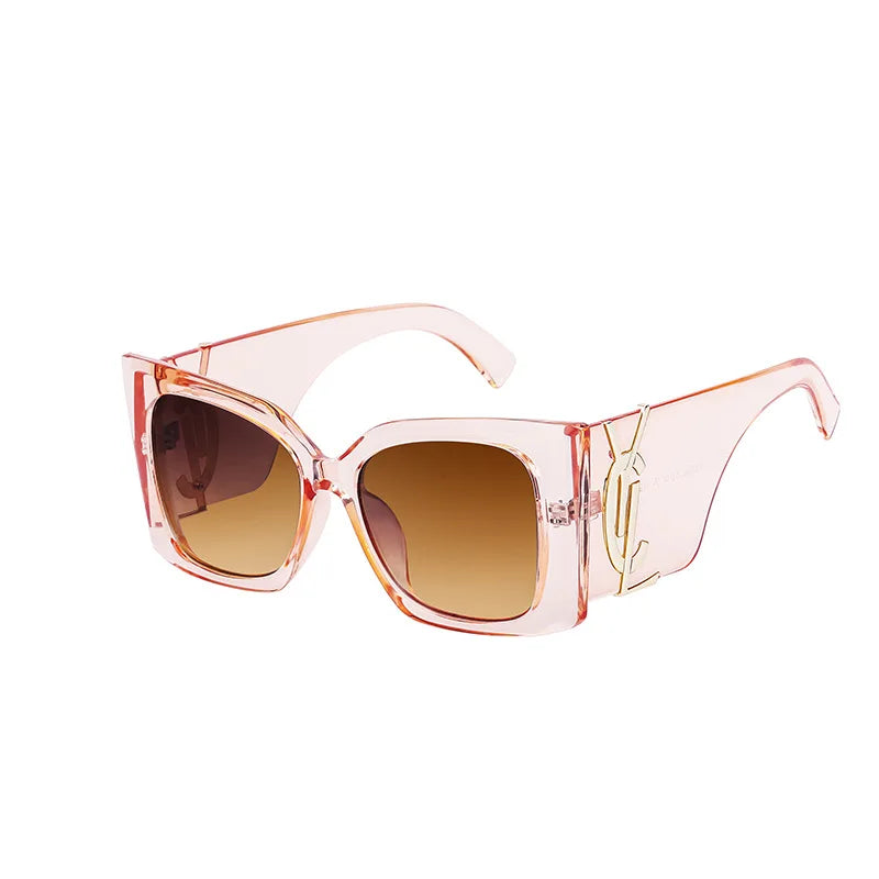 Lunettes de soleil carrées dorées rétro pour femmes, lunettes dégradées, grand cadre, nouvelle mode, lunettes de soleil respirantes œil de chat, luxe