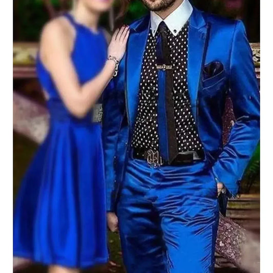Costume en satin 2 pièces pour homme, revers pointu, simple boutonnage, tenue chic et formelle pour marié, mariage, bal de promo, soirée, smoking élégant