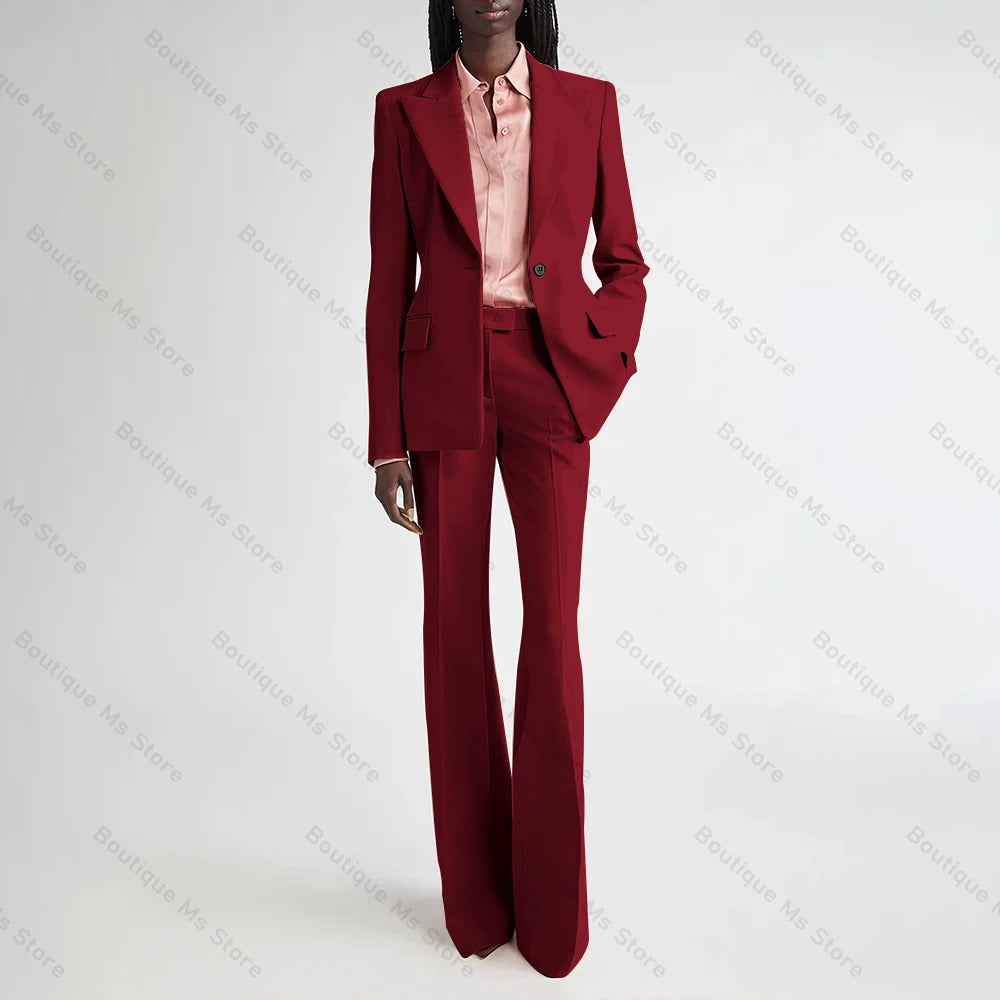 Costume de soirée formel rose pour femmes, ensemble deux pièces (Blazer + pantalon), bouton unique cranté, pour le bureau, quotidien, nouvelle collection