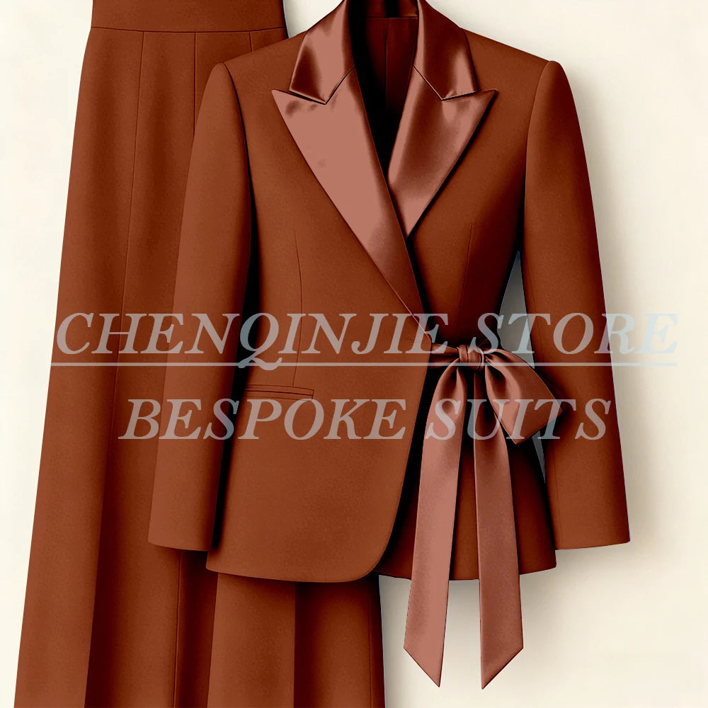 Costumes pour femmes personnalisés Blazer mode pic revers maigre bureau dame tenues formelle femme 2 pièces veste pantalon ensembles complets