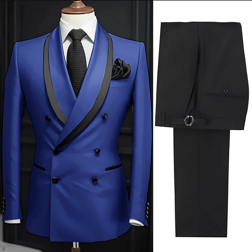 Men Suit Slim Fit Shawl Lapel Formal Wedding Groom Party Casual Outfits 2 Piece Formal Men's Blazer Pants Tuxedo