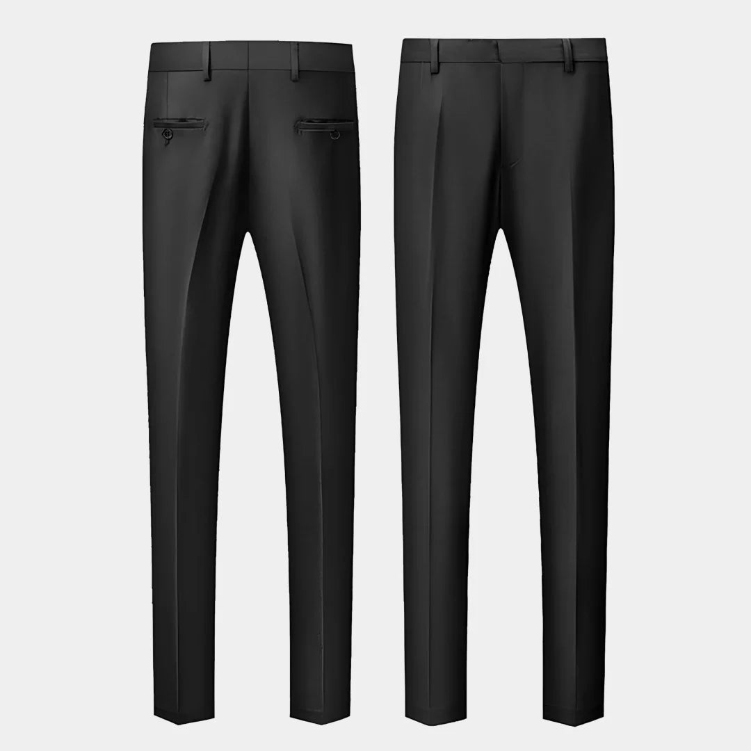 Veste et pantalon noirs trempés à double bouton pour hommes, revers noir, mariage, marié, affaires, anniversaire, banquet, travail, 2 pièces