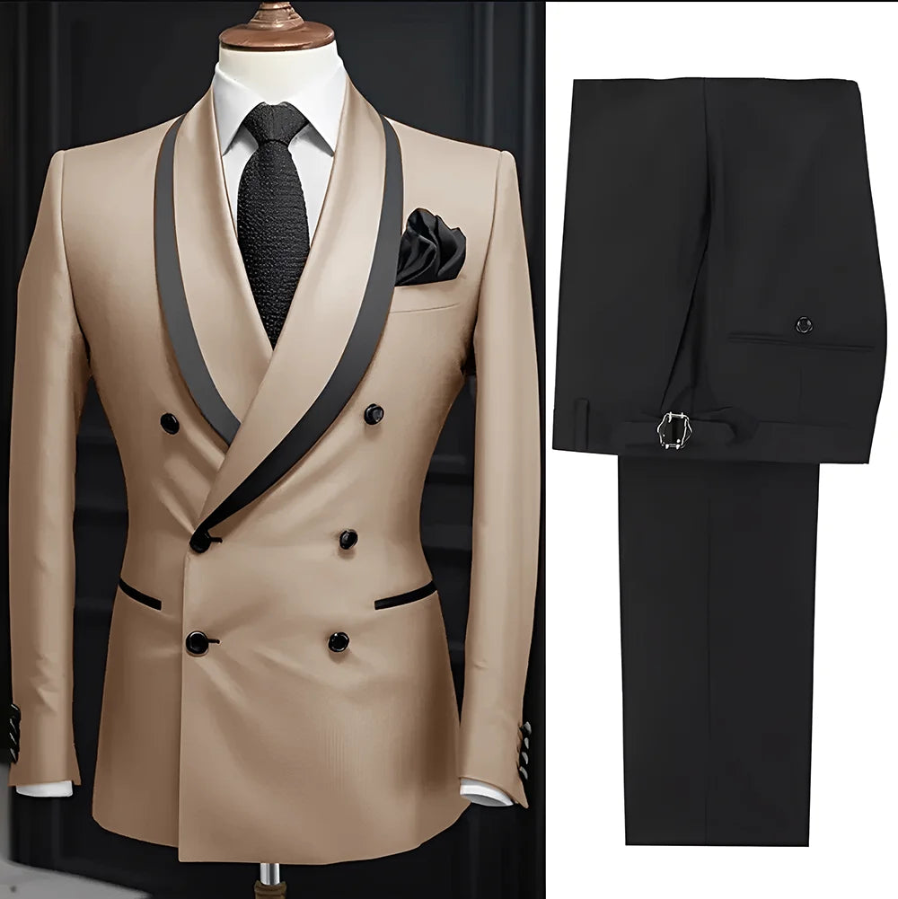 Men Suit Slim Fit Shawl Lapel Formal Wedding Groom Party Casual Outfits 2 Piece Formal Men's Blazer Pants Tuxedo