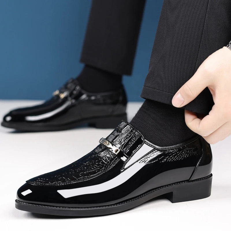 Chaussures habillées de luxe en cuir de Crocodile pour hommes, chaussures d'affaires décontractées pour fête de mariage, mocassins à enfiler de haute qualité, grande taille