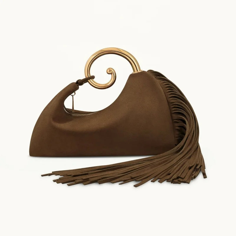 Sac à main créatif en forme de prêle pour femmes, tendance, Design français élégant à pampilles, anneau en métal, sac nuage, pochette de bal, sacs de Banquet
