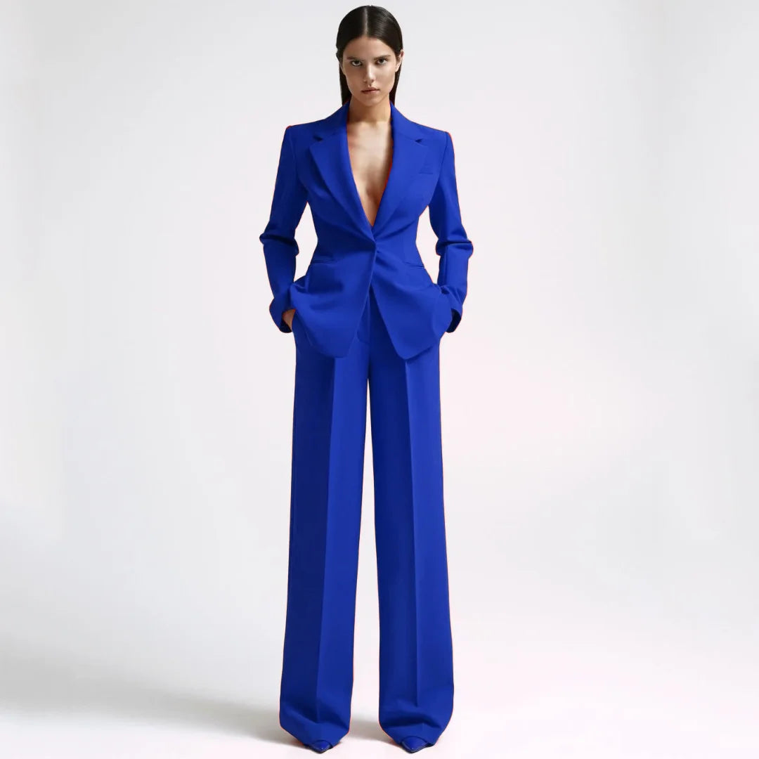 Costume 2 pièces rouge avec revers pour femmes, bouton unique, pour fête de mariage, travail d'affaires, trajet quotidien, Shopping décontracté, Blazer et pantalon