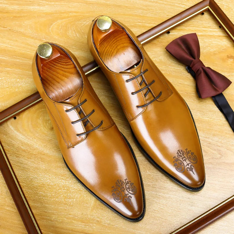 Chaussures Oxford en cuir formelles pour hommes, chaussures de ville à bout pointu, grandes tailles, respirantes et résistantes à l'usure, style Derby