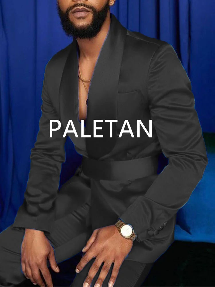 Nouvelle mode italienne argent hommes costumes Satin coupe ajustée bleu Royal brillant marié bal de mariage smoking sur mesure Blazer ensemble Costume Homme