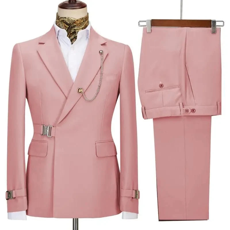 Costumes pour hommes Blazer pantalon pour hommes 2024 veste Design italien revers cranté fête mariage Slim Fit Costume Homme 2 pièces vêtements