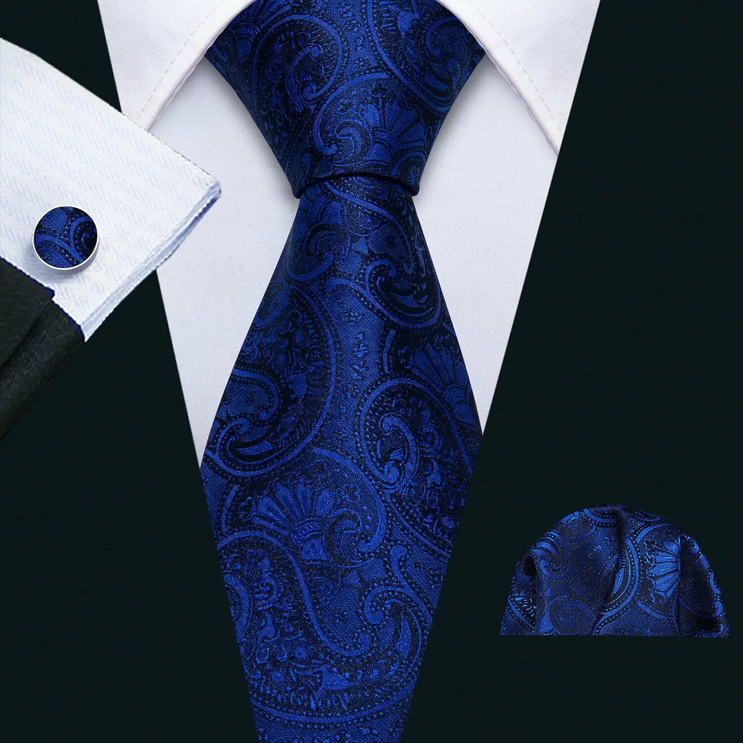 Hommes cravate or bleu marine rayé soie cravate Barry.Wang 3.4 "Jacquard fête mariage tissé créateurs de mode cravate pour hommes d'affaires