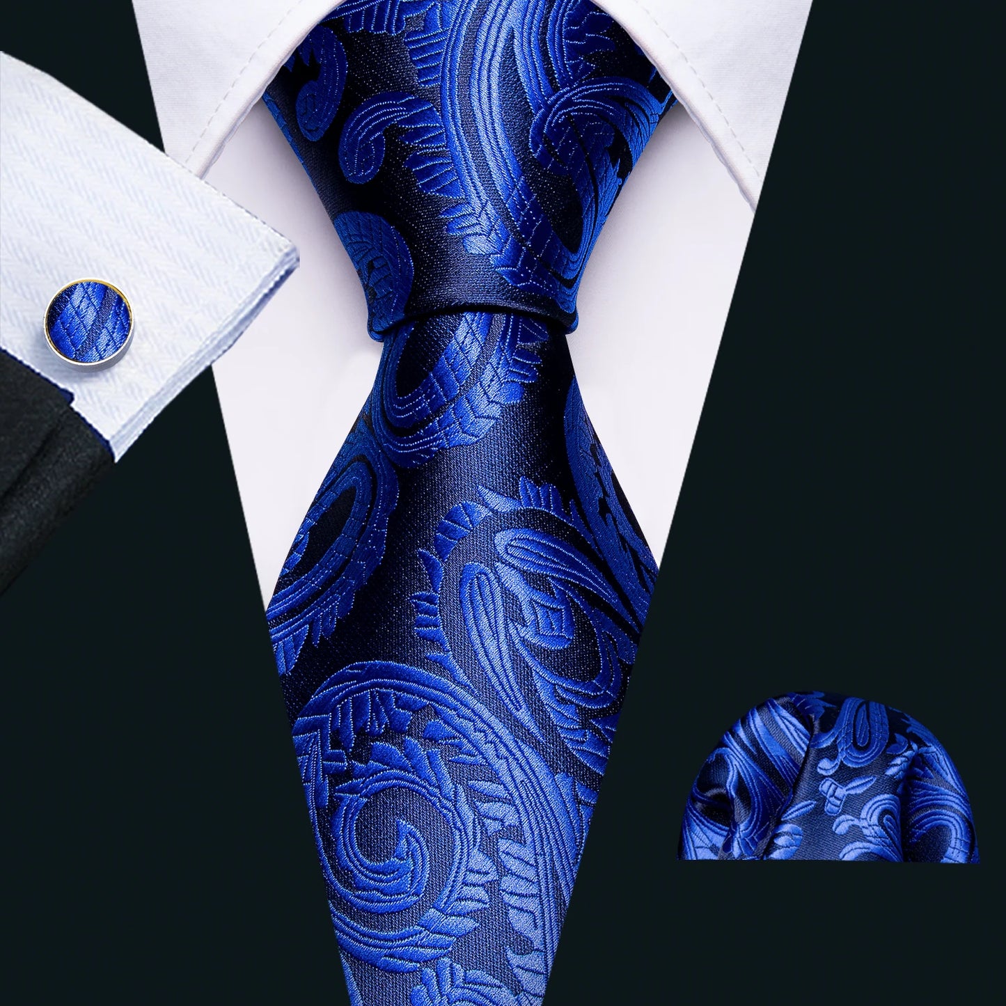 Hommes cravate or bleu marine rayé soie cravate Barry.Wang 3.4 "Jacquard fête mariage tissé créateurs de mode cravate pour hommes d'affaires