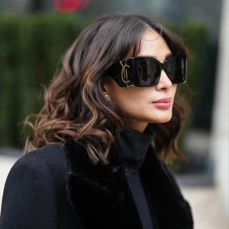 Lunettes de soleil carrées dorées rétro pour femmes, lunettes dégradées, grand cadre, nouvelle mode, lunettes de soleil respirantes œil de chat, luxe