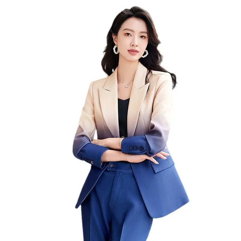Blazer et pantalon évasé à bouton unique pour femme, ensemble de créateur imbibé, document nickel é imprimé, nouvelle mode, remise des diplômes élevée, ET, 2024