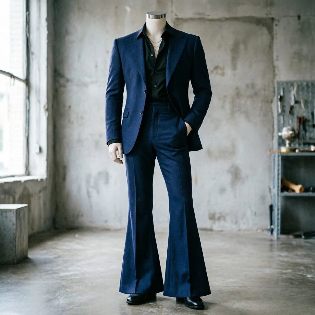 Costume Homme Slim Fit avec Pantalon Large Évasé – Ensemble Élégant pour Bureau, Blazer pour Événements Formels, Mariages et Bals de Promo