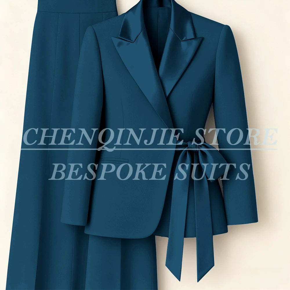 Costumes pour femmes personnalisés Blazer mode pic revers maigre bureau dame tenues formelle femme 2 pièces veste pantalon ensembles complets